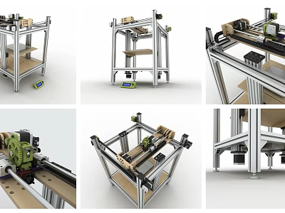 Multiple Views of Industrial Mechanical Frame with Metal Components and Parts 3d model