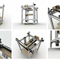Multiple Views of Industrial Mechanical Frame with Metal Components and Parts