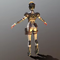 Game Movie Character Robotic Design With Silver White Armor And Metallic Details