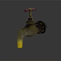 Vintage Metal Faucet With Dripping Water And Reflection On Dark Background