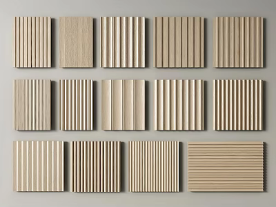 Various Wainscoting Panels With Different Wood Textures And Striped Patterns For Interior Design 3d model