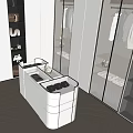 Modern Storage Space Interior With Glass Cabinets Drawers Lighting And Displayed Items