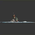 Adorable Baby Seal On Ice Blocks In Blue Water With Little Hat Figure