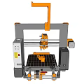 Industrial 3D Printer With Orange Gray Frame Printing Platform And Digital