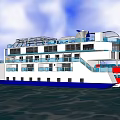 Cruise Ship Sailing On Blue Sea With Multi Decks 3d model