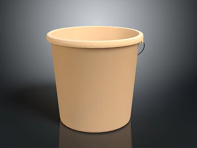 Beige Household Bucket With Metal Handle And Smooth Surface For Home Storage 3d model