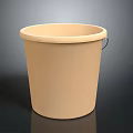 Beige Household Bucket With Metal Handle And Smooth Surface For Home Storage
