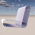 Modern Public Chair Design With Blue And White Striped Wire Structure