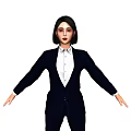 Woman in Black Suit and White Shirt Standing With Arms Outstretched