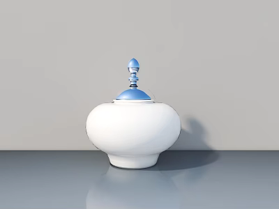 Smart Machine With White Body Blue Lid On Gray Countertop And Light Gray Wall 3d model