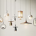 Modern Pendant Lighting Fixtures With Various Geometric Shapes Metal Frames And Marble Shades