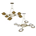 Stylish Modern Chandelier Featuring Multiple Spherical Lights And Metal Ring Frame 3d model