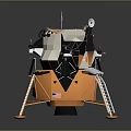 Detailed Lunar Lander Model Featuring Golden Black Structure Landing Legs Ladder And American Flag