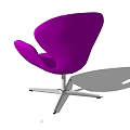 Modern Purple Office Chair With Curved Backrest And Silver Metal Base