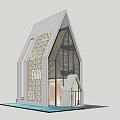 Modern Architectural Design With Steep Roof Large Glass Windows And Decorative Facade