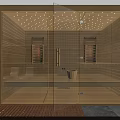 Modern SPA Sauna Interior Design With Wooden Panels Glass Door And Warm Lighting
