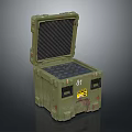 Green Military Weapon Case With Open Lid Number 81 Black Grid Lining And Yellow Label