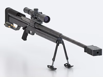 Black Tactical Sniper Rifle With Scope Bipod For Long Range Precision Shooting 3d model