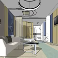Modern Living Room Interior With Sofa Coffee Table TV Wall And Pendant Light