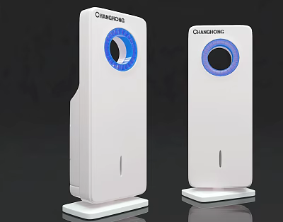 Chamasonic Modern White Standing Electric Air Cooler Fan With Blue Circular 3d model