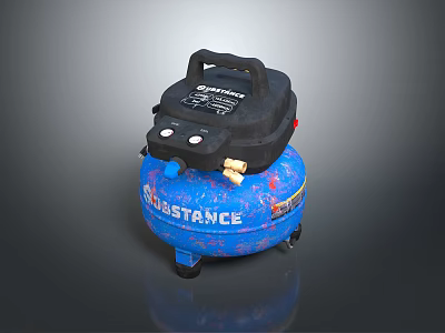 Substance Blue Air Compressor Tank With Black Top And Portable Design 3d model
