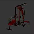 Multi Functional Home Gym Fitness Equipment With Red Cushioned Seats And Metal Frame