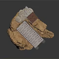 Natural Rock Formation With Metal Railroad Tracks And Small Bridge