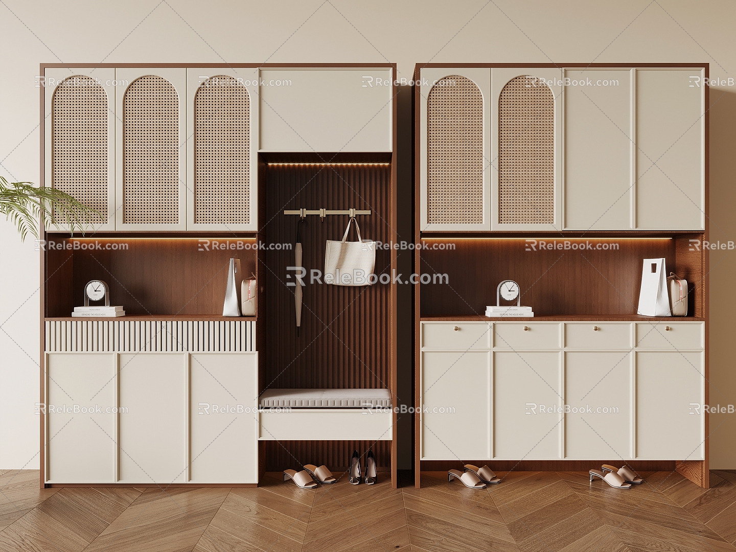 Middle style shoe cabinet 3d model