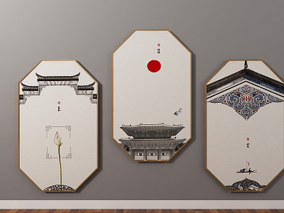 New Chinese Architectural Painting Hanging Paintings model