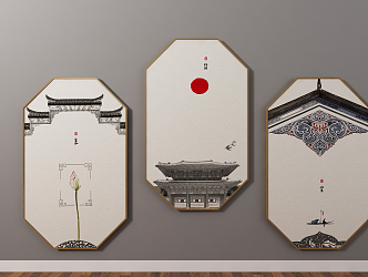 New Chinese Architectural Painting Hanging Paintings 3d model