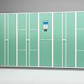 Green Smart Storage Lockers With Electronic Screens And Secure Door Locks 3d model