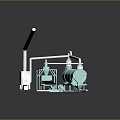 Industrial Processing Equipment with Light Blue Tanks Connected Pipes and Separators