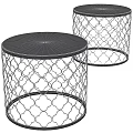 Modern Circular Side Table With Gold And Silver Metal Mesh Design 3d model