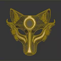 Black And Gold Decorative Animal Shaped Mask With Intricate Patterns And Symmetric Design