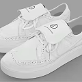White Casual Lace Up Shoes With Brogue Details And Comfortable White Sole