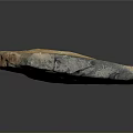 Handcrafted Sculpture Carving From Cracked Orange Gray Stone With Rough Surface On Black Background