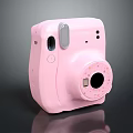 Pink Compact Instant Camera Digital Device With Square Design Round Lens And Flash 3d model