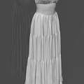 Elegant White Off Shoulder Layered Ruffled Fitted Waist Long Dress For Women