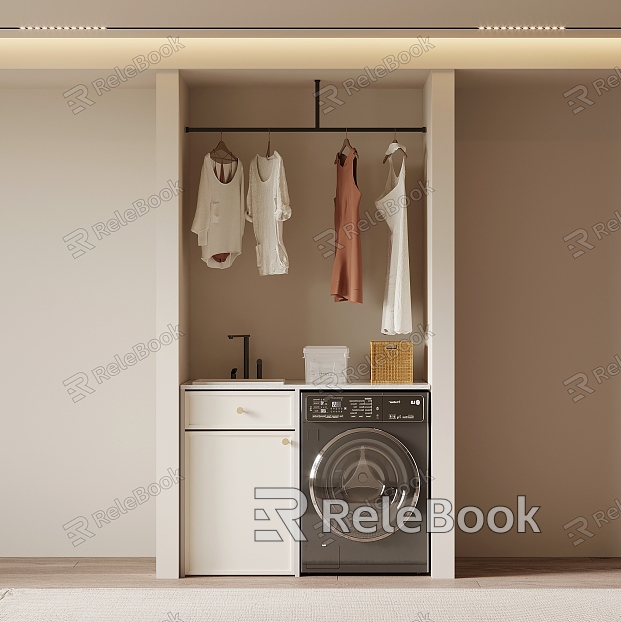 French Cream Style Washing Machine Cabinet Balcony Cabinet model