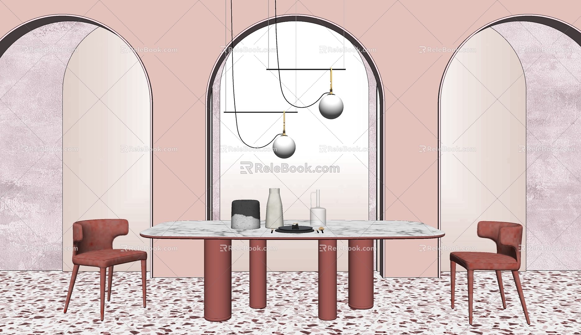 Dining table and chair combination 3d model