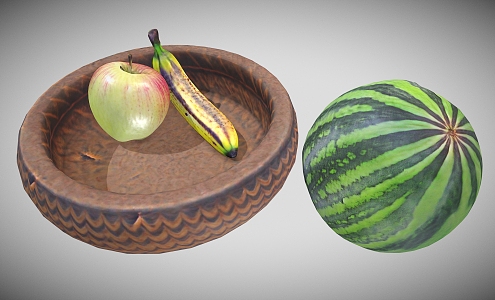 Watermelon Banana Apple Rotten Banana Fruit 3d model