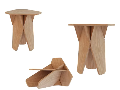 Modern Wooden Side Tables With Crossed Legs Clean Lines And Minimalist Design 3d model