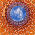 Road Facility Circular Grid Structure Orange And Purple Covering With Blue Sky White Clouds