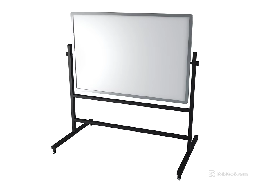 Mobile Whiteboard With Black Metal Stand And Rolling Wheels For Office 3d model 
