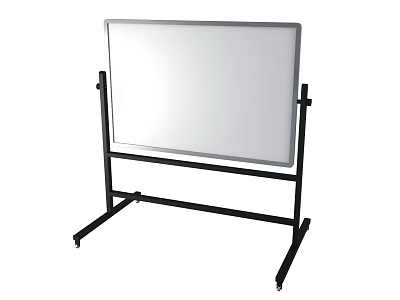 Mobile Whiteboard With Black Metal Stand And Rolling Wheels For Office 3d model