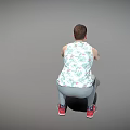 Man Squatting In Tank Top Gray Pants And Red Shoes With Tattoo On Gray Background