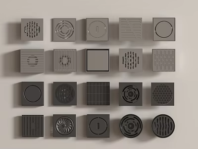 Assorted Decorative Vent Grilles With Various Patterns Shapes And Styles 3d model