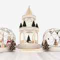 Christmas Decoration Tiered Tower With Star Small Trees Snow Globes And Illuminated Lights