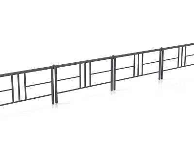 Modern Black Metal Railings With Horizontal And Vertical Bar Design For Balcony 3d model