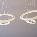Modern White Circular Pendant Lights Hanging With Double Ring Design For Interior 3d model